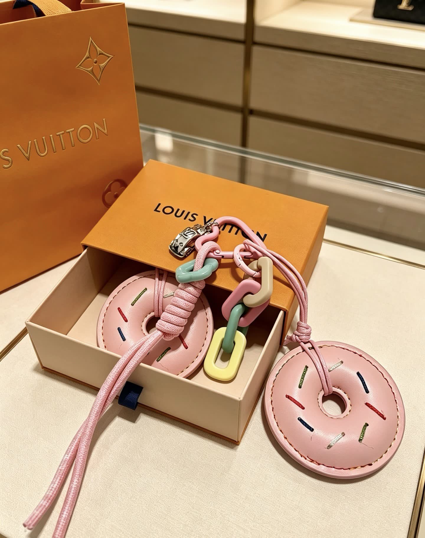 Louis Vuitton Pink Donut Keychain Louis Vuitton Pink Donut Keychain